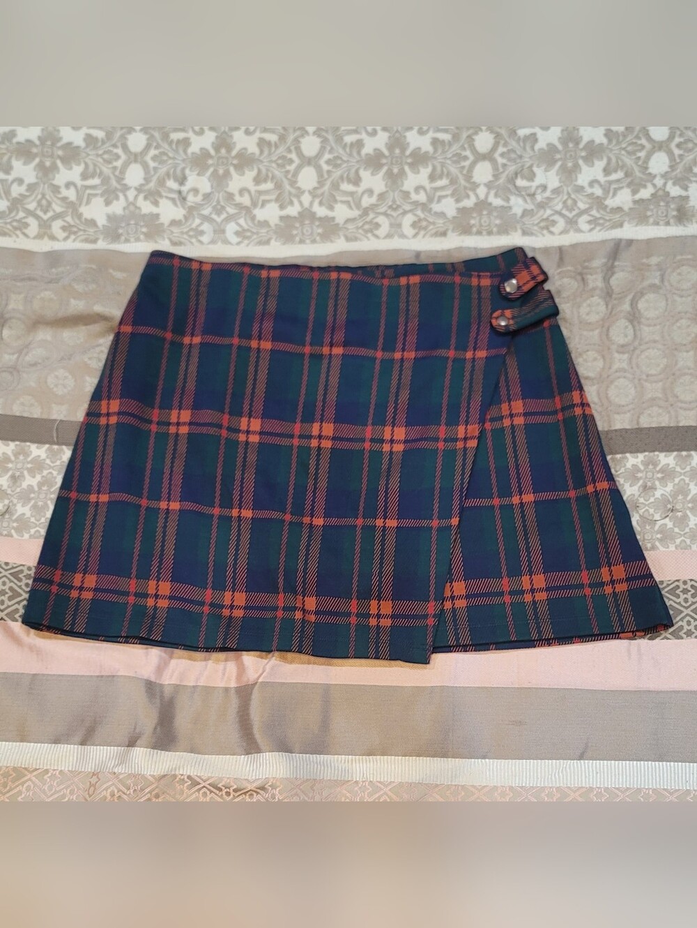 SO Navy and Red Plaid Mini Skirt